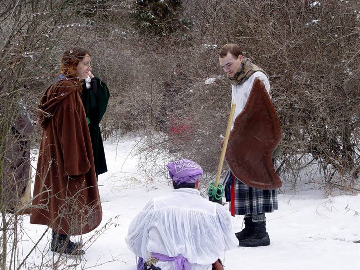 Aria, Carlos and Warren Outside in the Snow